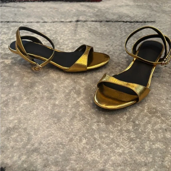 MUYISEXI Genuine Leather Gold Kitten Heels - Picture 10 of 11